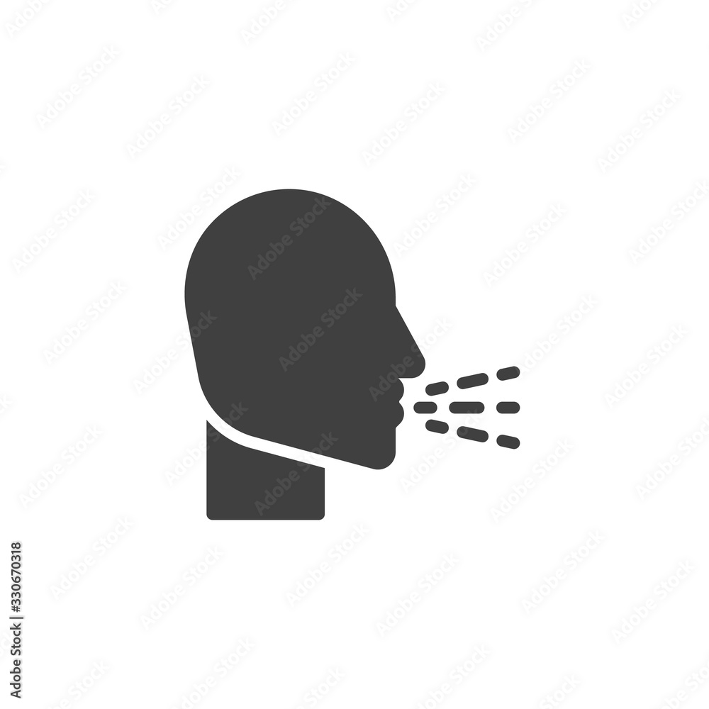 Human cough vector icon. filled flat sign for mobile concept and web design. Coronavirus symptom cough glyph icon. Symbol, logo illustration. Vector graphics Human cough vector icon. filled flat sign for mobile concept and web design. Coronavirus symptom cough glyph icon. Symbol, logo illustration. Vector graphics