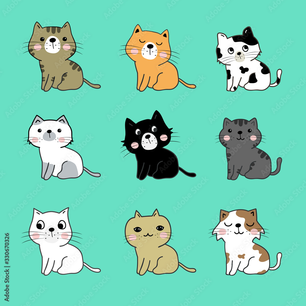 cute cats cartoon set vector cute cats cartoon set vector