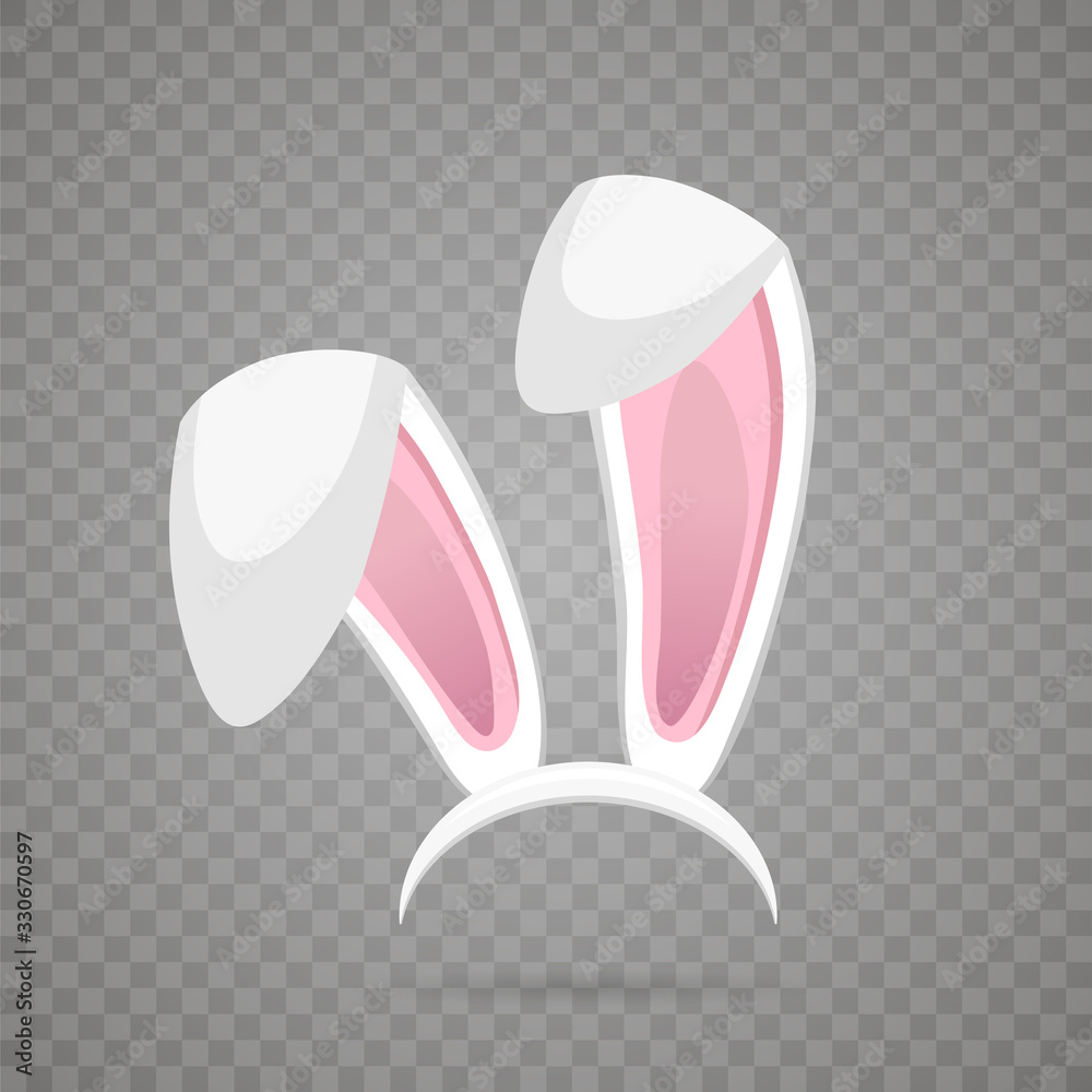 Easter bunny white ears isolated on transparent background. Cartoon