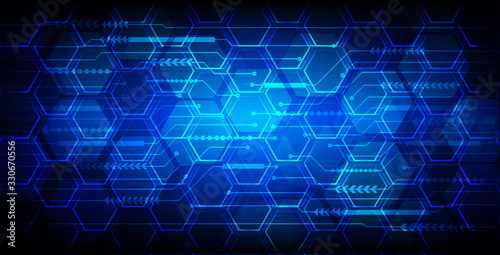 Blue cyber circuit future technology concept background