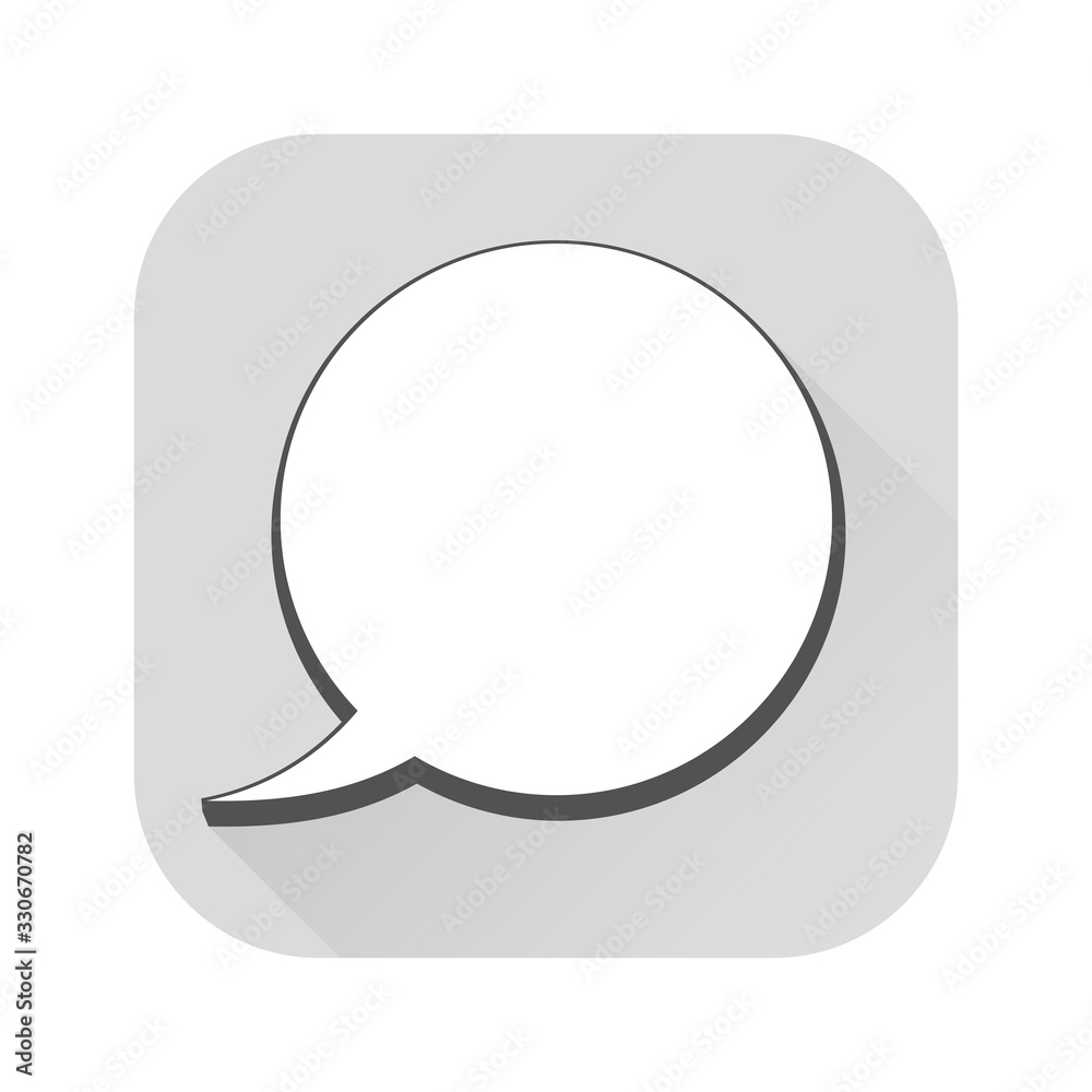 Speech bubble. Blank icon on gray background