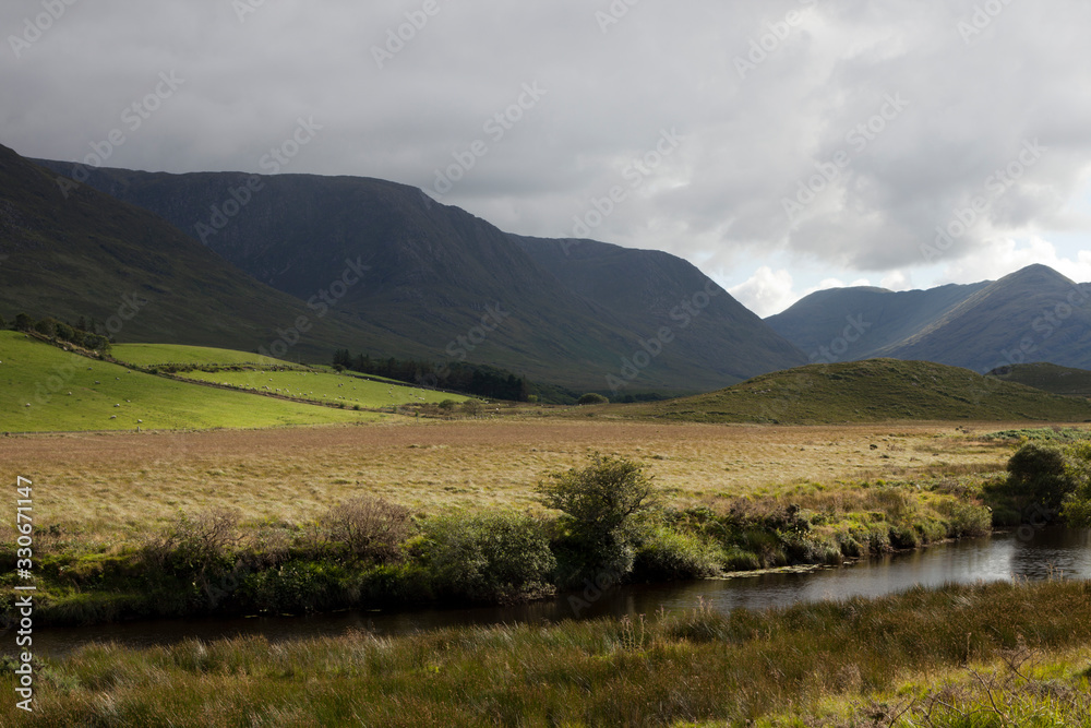 Fototapeta premium Connemara (Ireland), - July 20, 2016: Connemara landscape, Co. Galway, Ireland