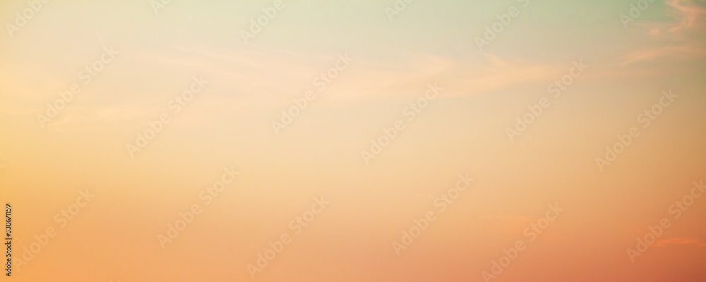 Colorful tropical sky at sunset, panoramic photo