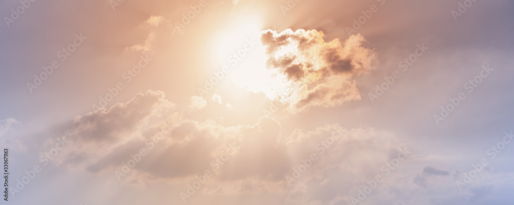 Natural panoramic photo background with sunlight