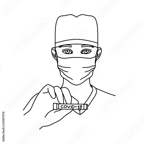 COVID-19 Coronavirus prevention man wearing face mask vector