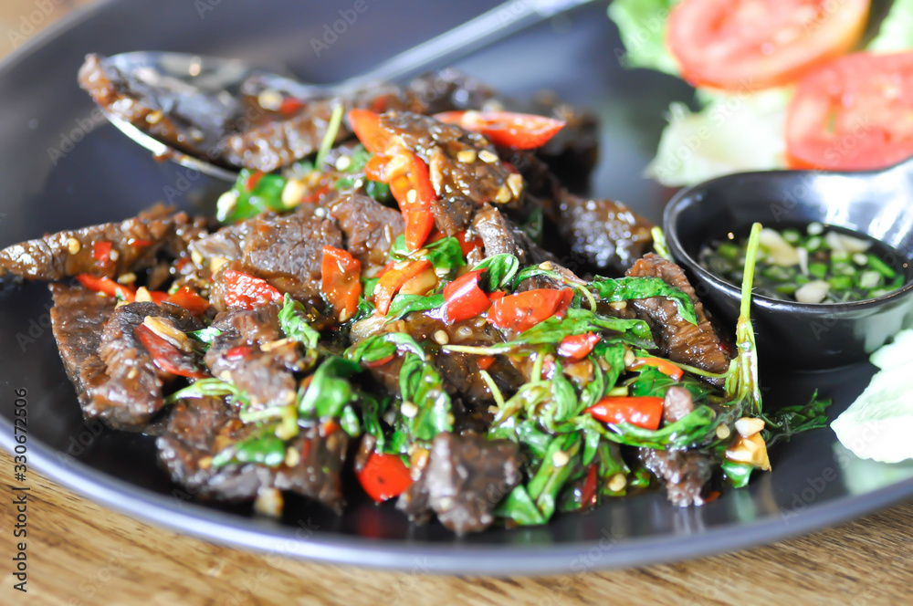 stir fried beef or fried beef with basil stir fried beef or fried beef with basil