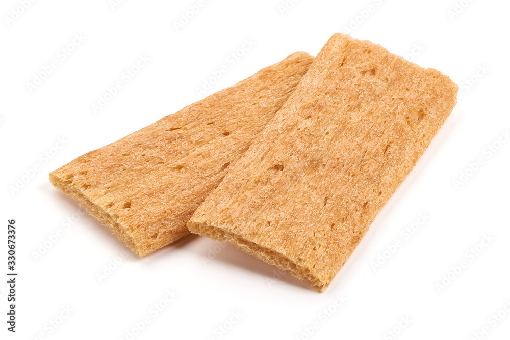 Tasty crispbread, isolated on white background Tasty crispbread, isolated on white background
