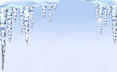 Canvas Print Icicles icy for background, isolated realistic, sparkling