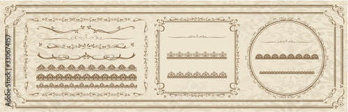 decorative gold frame set Vector