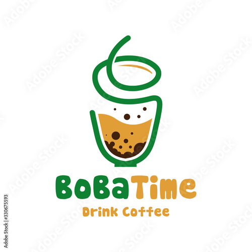 Bubble coffee drink logo