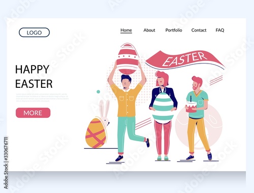 Happy Easter vector website landing page design template
