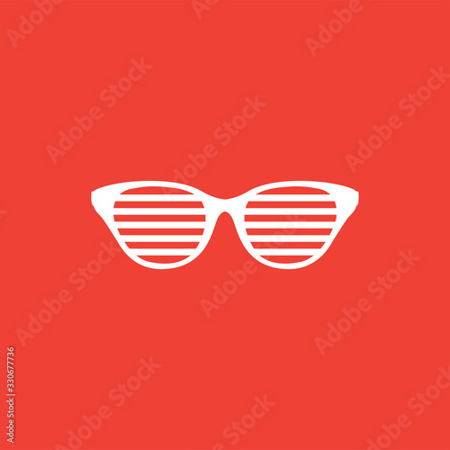 Party Glasses Icon On Red Background. Red Flat Style Vector Illustration