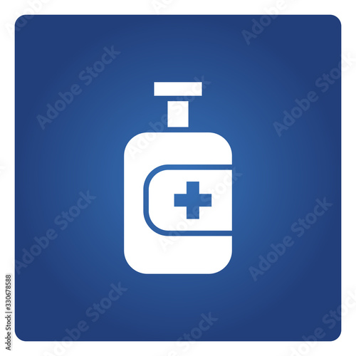 cleaning gel spray or dispenser, medical bottle symbol