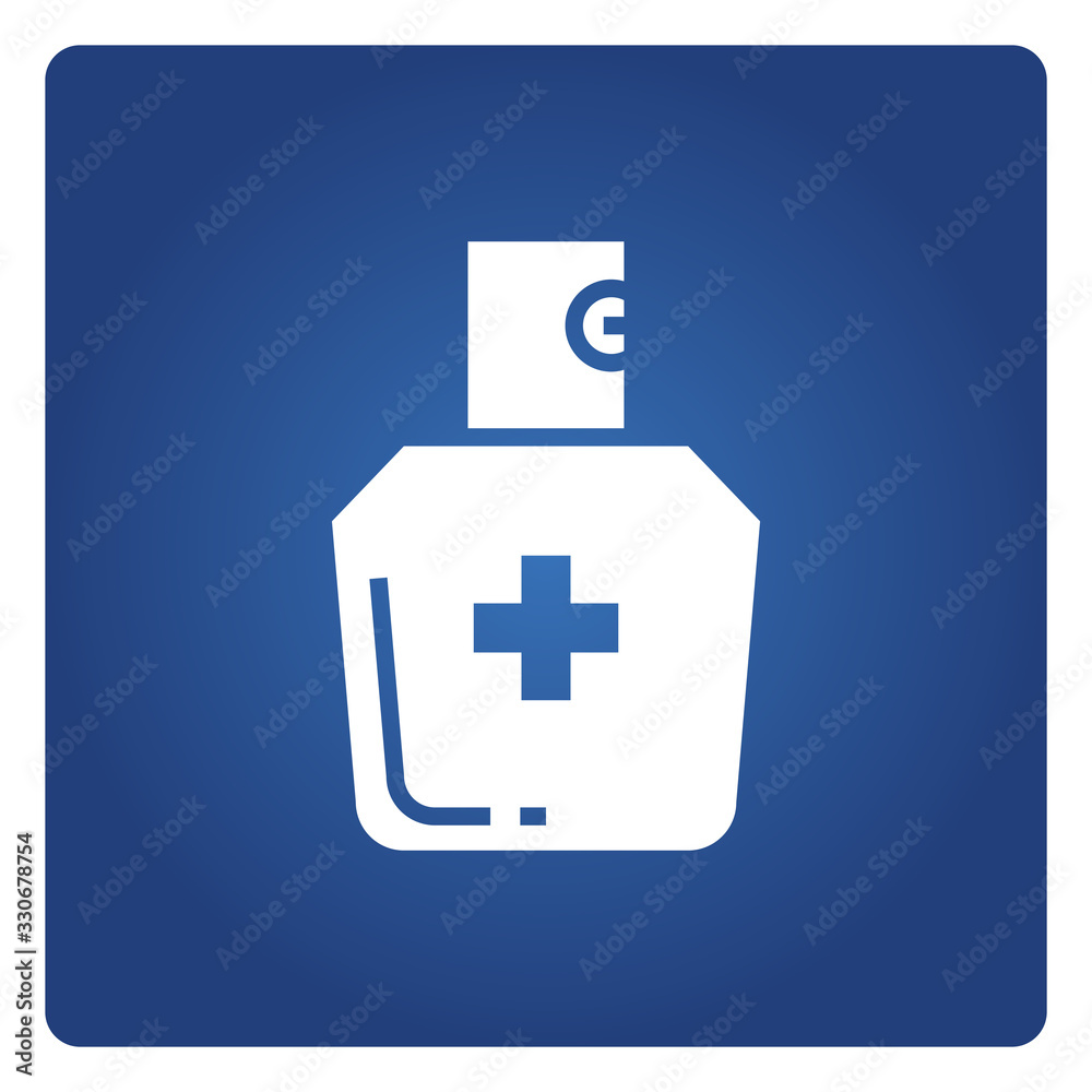 Obraz premium cleaning gel spray or dispenser, medical bottle symbol