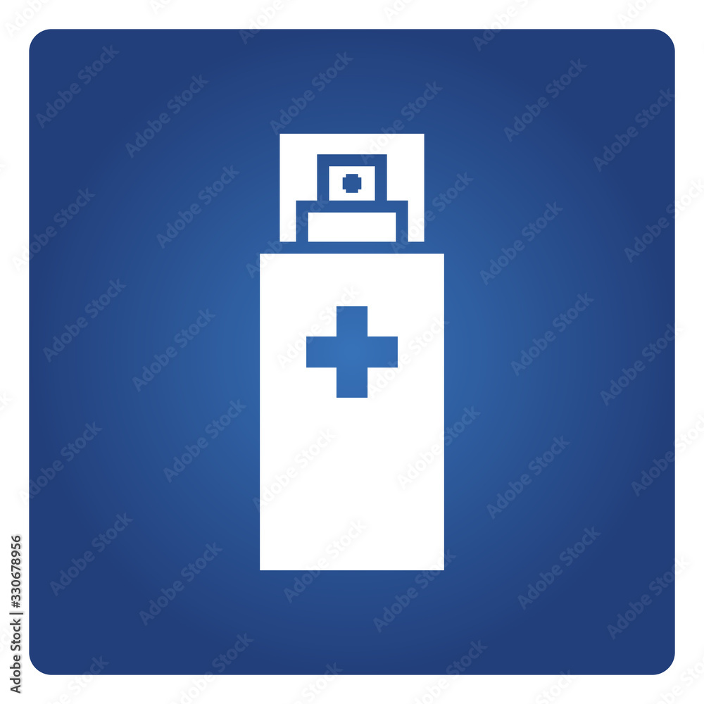 Obraz premium cleaning gel spray or dispenser, medical bottle symbol