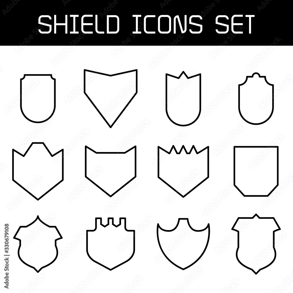 shield, badge and insignia icons set line design