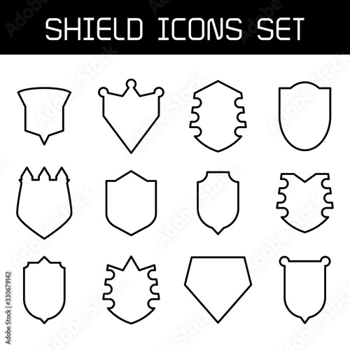 shield, badge and insignia icons set line design