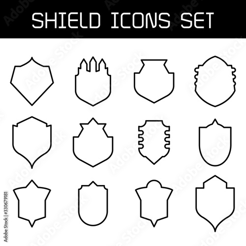 shield, badge and insignia icons set line design