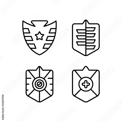 shield, badge and insignia icons set line design