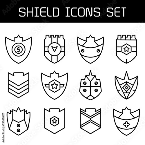 shield, badge and insignia icons set line design