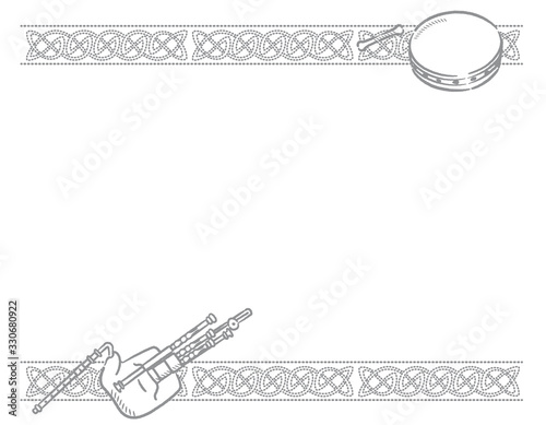 ケルト風文様と楽器を使ったフレーム素材