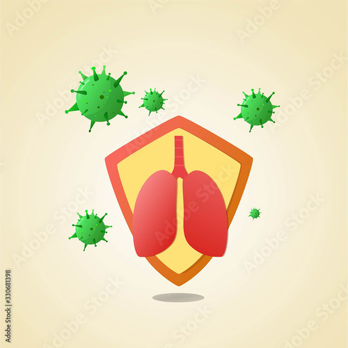 Illustration of protecting the lungs from spreading the Covid 19 virus