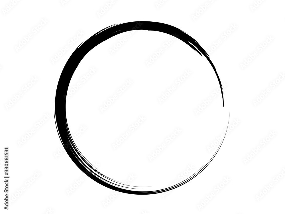 Grunge circle made of black paint on a white background. Grunge circle made of black paint on a white background.