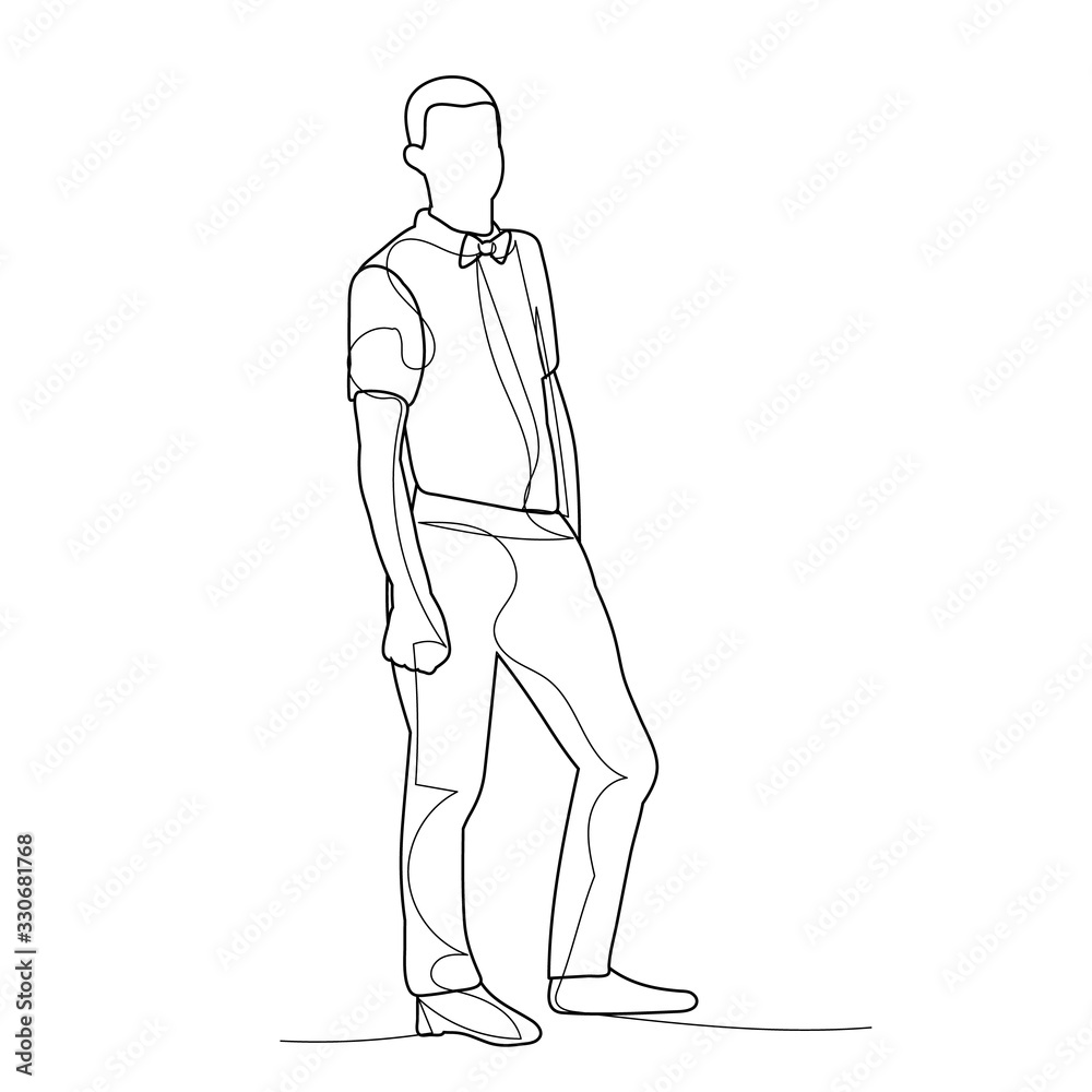 vector, isolated, one line drawing man, businessman, sketch
