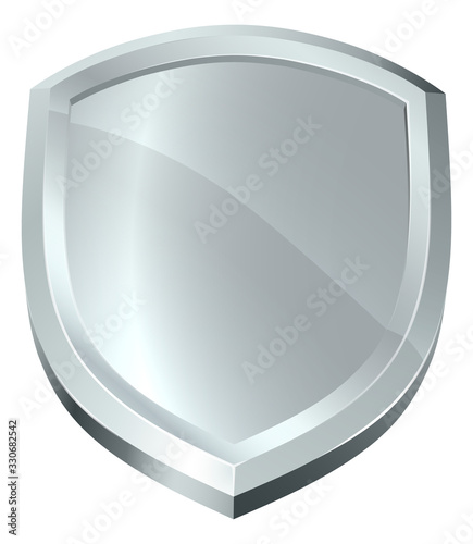 A shield shiny metal silver secure protection or security defence icon photo