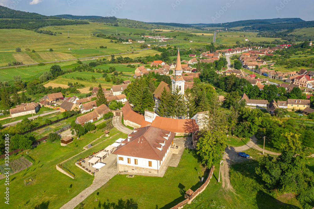 The fortified Church and  parish house in Crit, Brasov, Romania. Also known as Deutsch Kreuz village