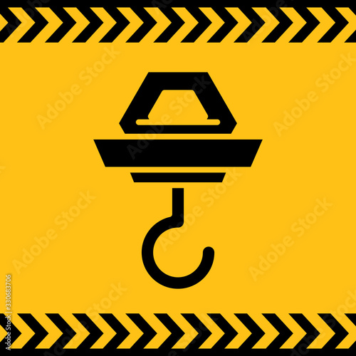 hoist or crane hook symbol yellow signage