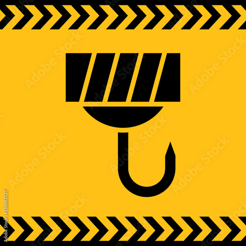 hoist or crane hook symbol yellow signage