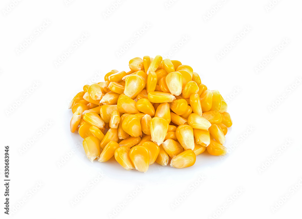 Fototapeta premium Boiled corn isolated on a white