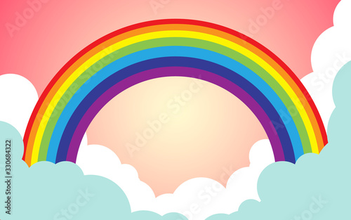 Color Rainbow With Clouds  With Gradient  Vector Illustration