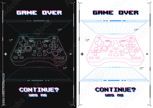 joystick with many buttons, modern gamepad art illustration. Modern poster for print and web.