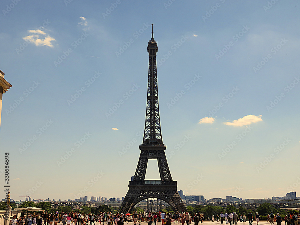 Far View of Eiffel Tower in Paris