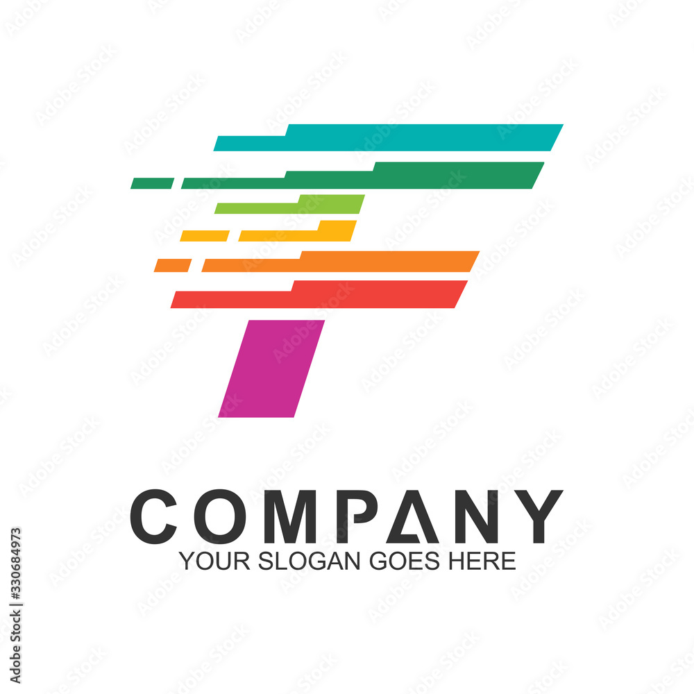 fast letter F logo in colorful line shape fast letter F logo in colorful line shape