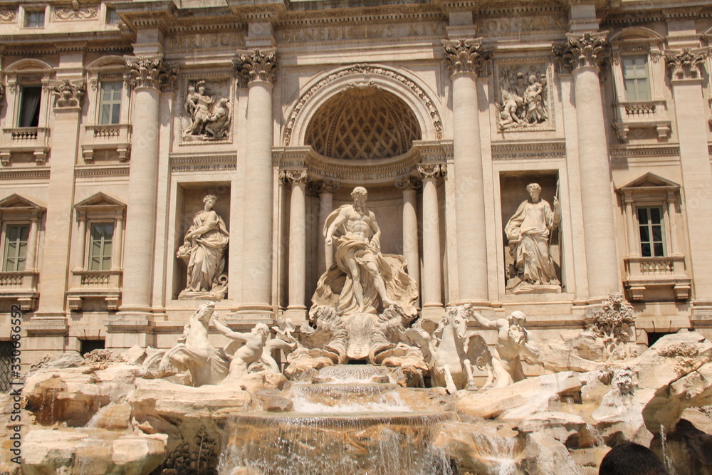 Trevi Fountain Baroque Front View Italy