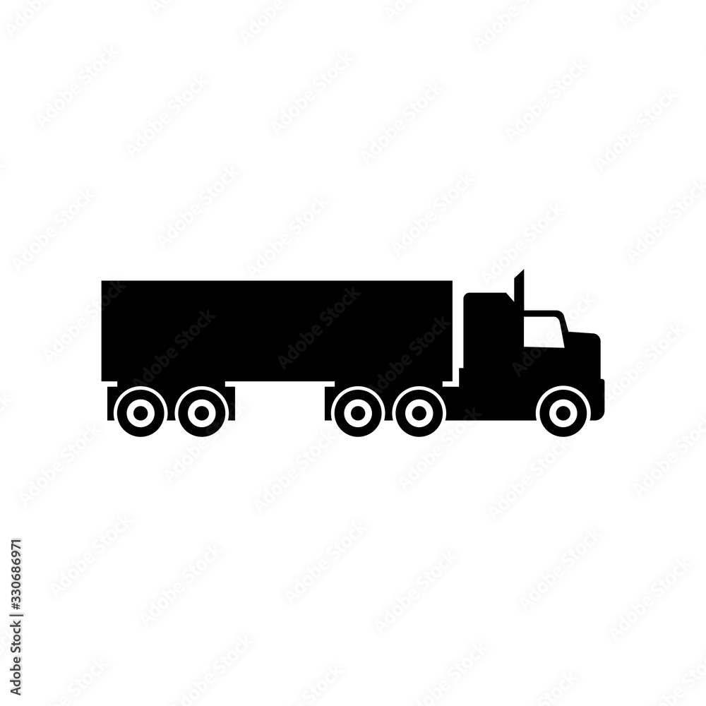 Truck icon, Black style. Isolated on white background Truck icon, Black style. Isolated on white background