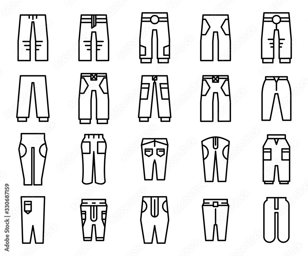 trousers and pants icons line design
