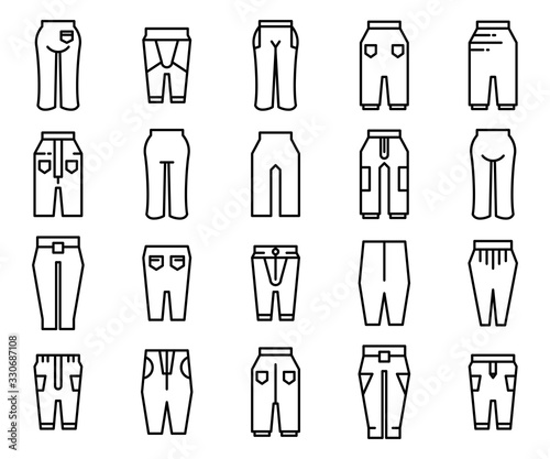 trousers and pants icons line design