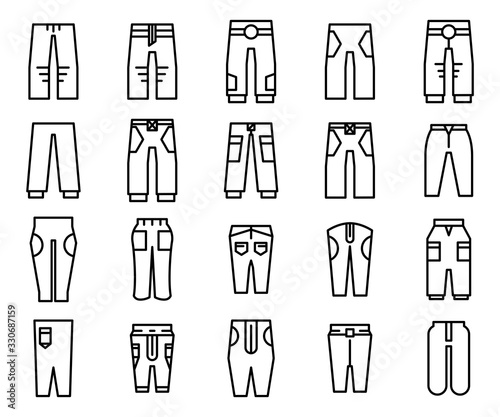 trousers and pants icons line design