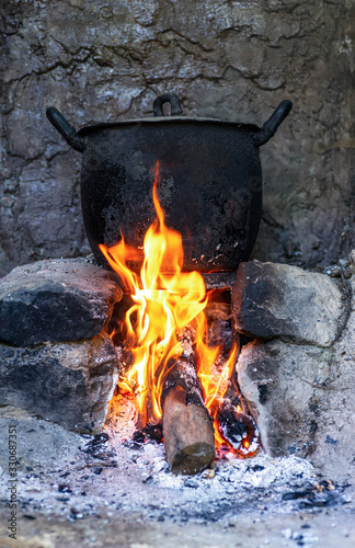 old Italian stone hearth