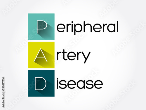 PAD - Peripheral Artery Disease acronym, health concept background