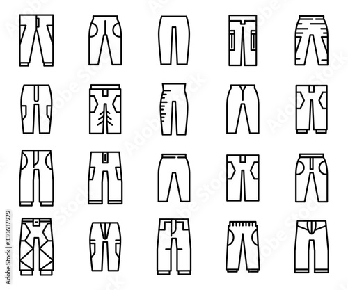 trousers and pants icons line design