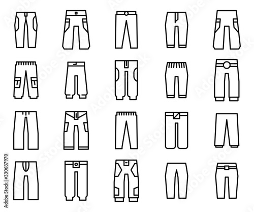 trousers and pants icons line design