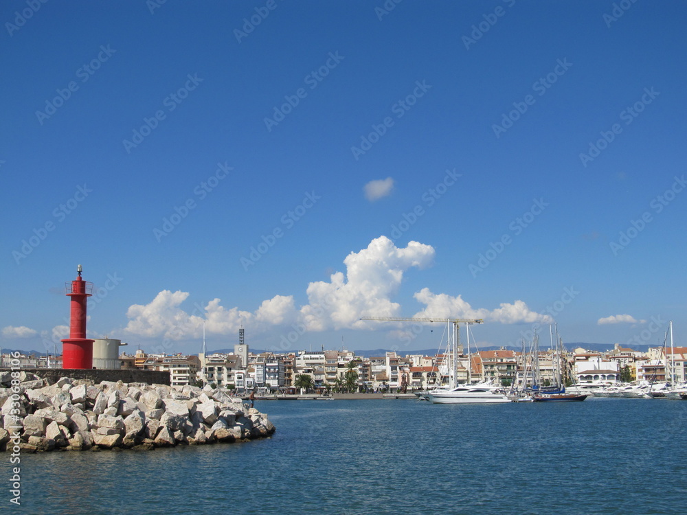 Cambrils Sea shore Spain. quarantine, coronavirus, epidemic, 2020