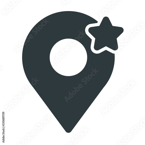 Favorite Map marker black on white background