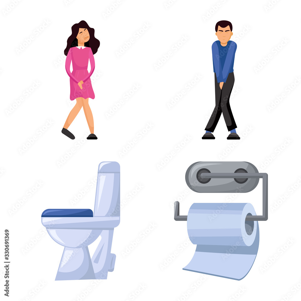 Obraz premium Vector design of toilet and restroom symbol. Set of toilet and wc vector icon for stock.