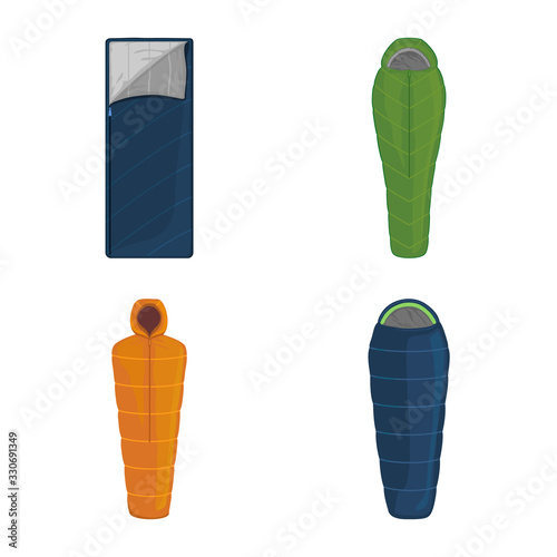 Vector illustration of bag and sleep sign. Collection of bag and fabric stock symbol for web.